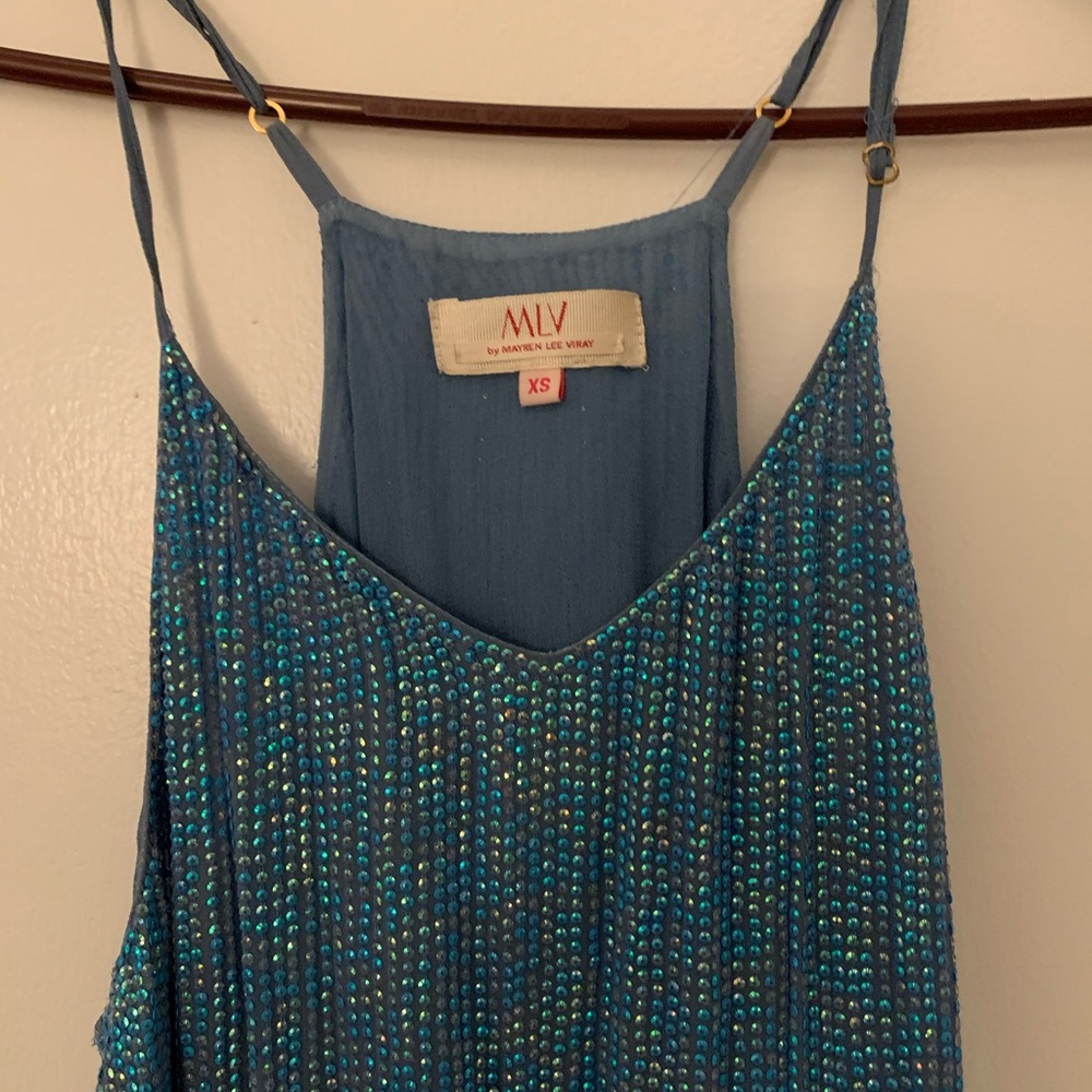 Gorgeous high quality blue sequence dress.